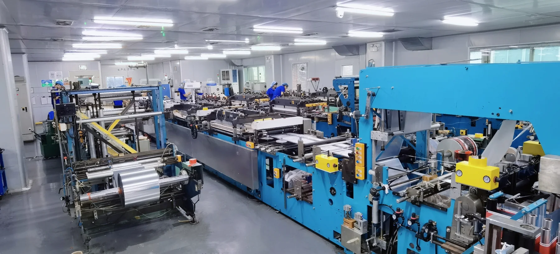 Pouch making production lines in the Unique Packaging workshop